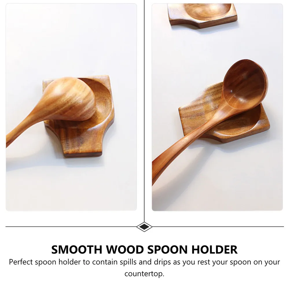1Pcs Wood Spoon Rest Wooden Spoon Holder Premium Smooth Surface for Kitchen Stove Countertop Utensil Storage and Ladle Holder