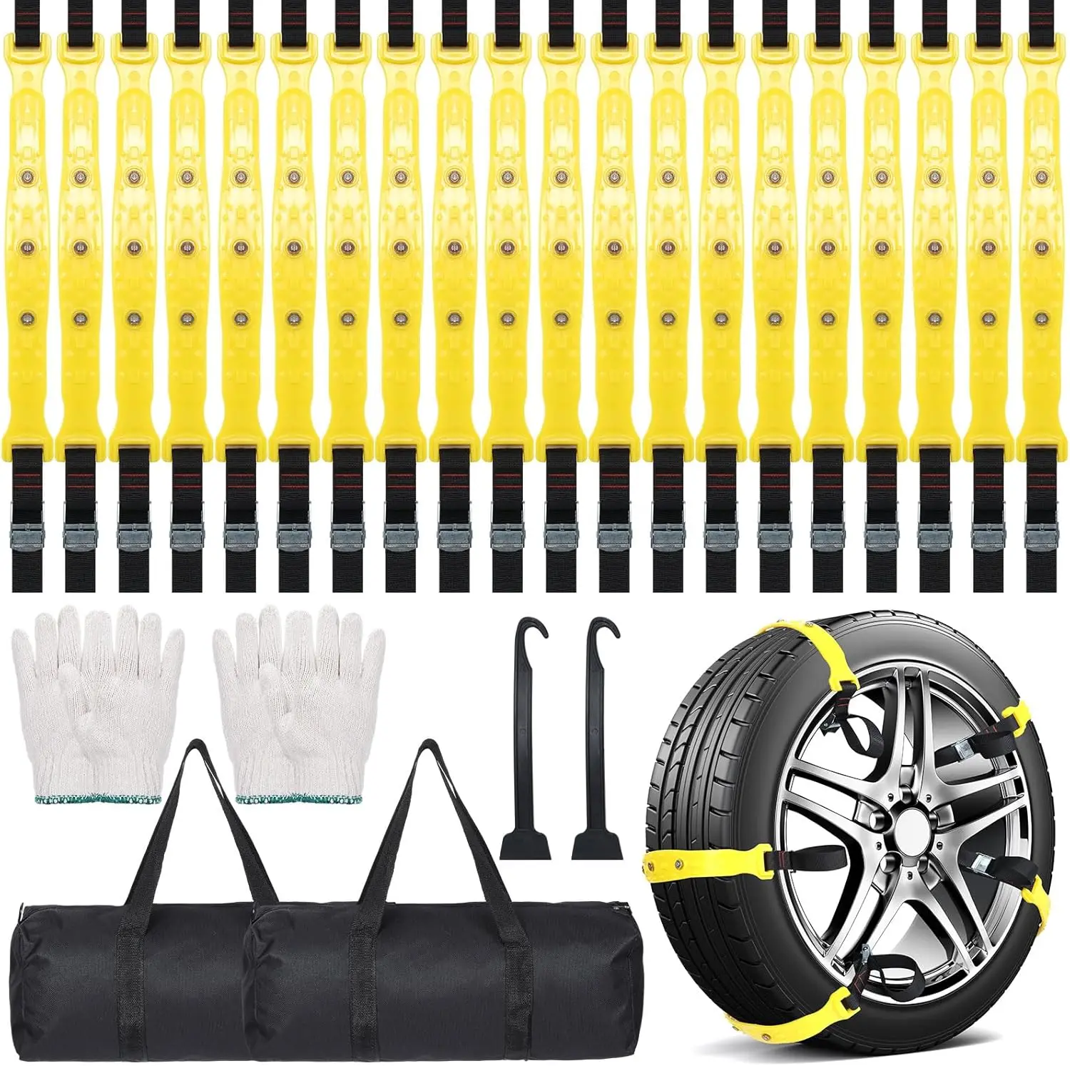 

20 Pcs Anti-Slip Snow Chains for Tire, Universal Adjustable Ice Mud Sand Chains for Car SUV Truck, 7.3-11.6 in