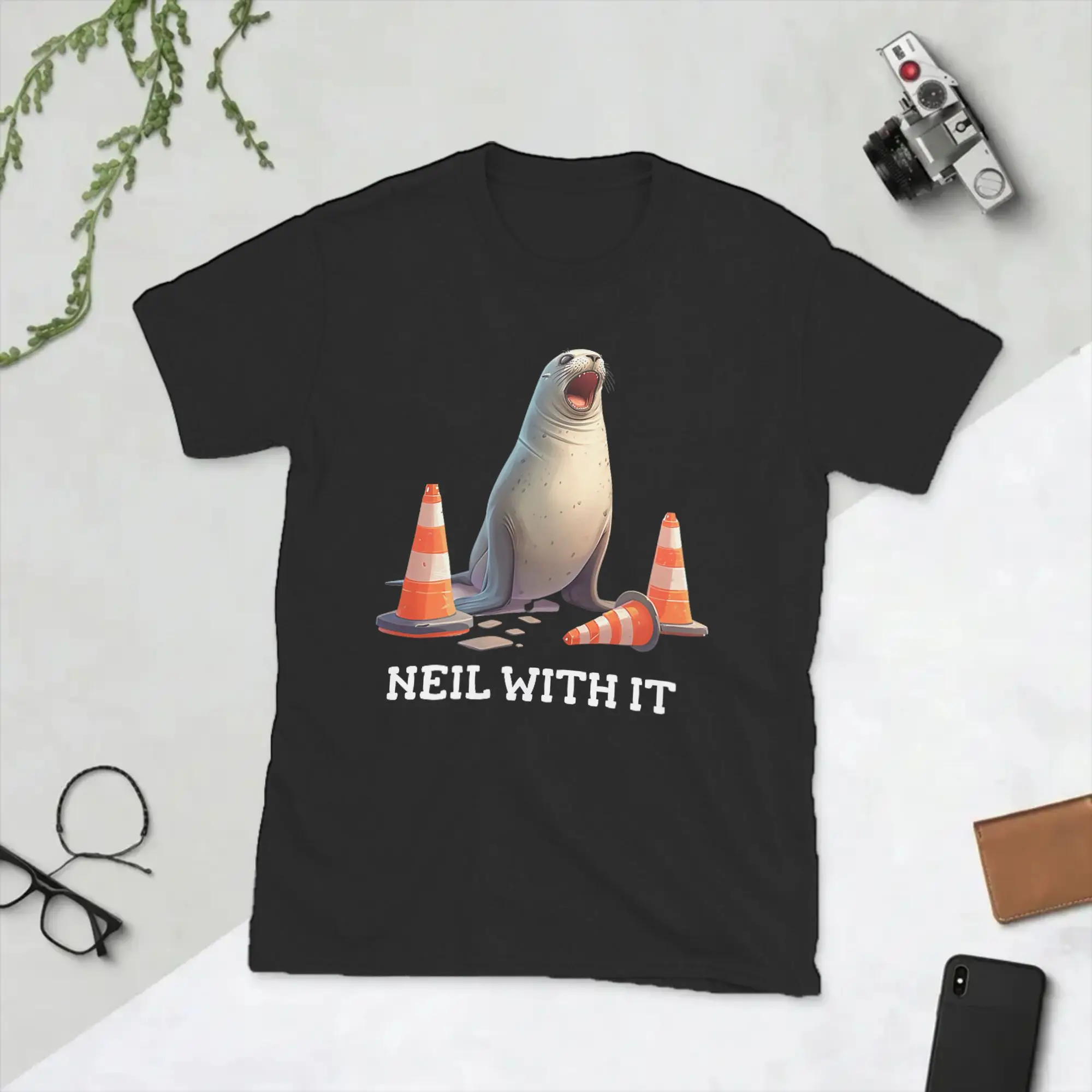 Men T-Shirt Neil The Seal Funny Elephant Seal Meme Fun 100% Cotton Tees Short Sleeve  T Shirts O Neck Clothing Summer