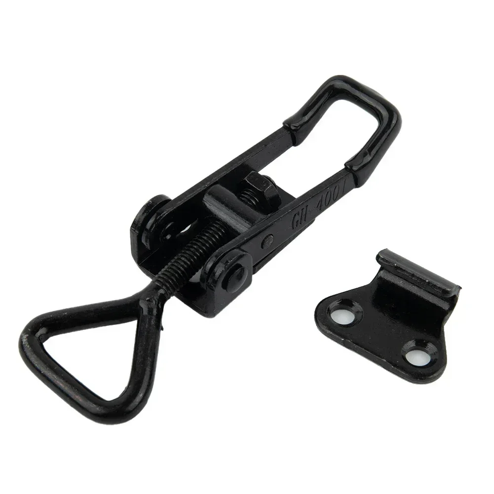 90x27mm Lockers Toggle Clamp Steel Hasp 220lbs Adjustable Black Plated GH-4001 High Carbon Steel Quick Fixture