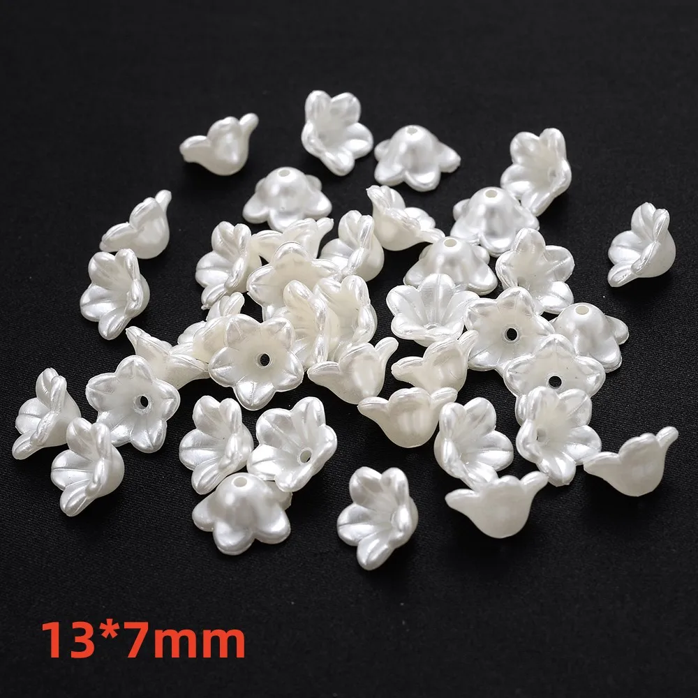 iYOE 100 stücke 28 Stil Blume Spacer Perlen Imitation Perle Weiß Acryl Blume Perlen Kappen Für Die Herstellung Von Schmuck Zubehör Diy tot