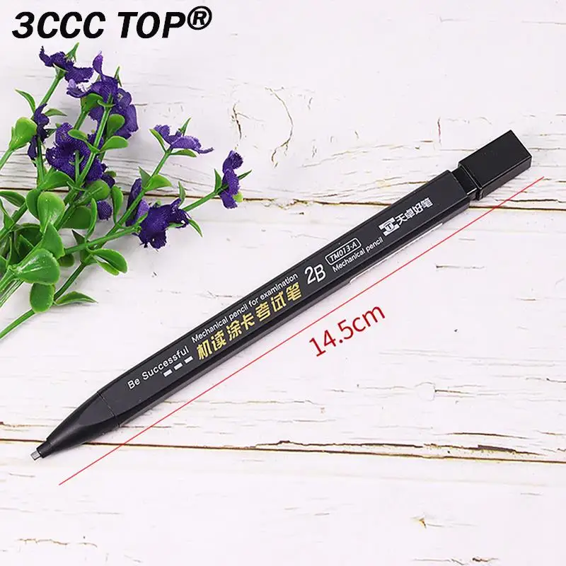 Lápis Mecânico de Cabeça Chata Grossa, Lápis Desenho 2B com Recargas, Material de Escritório, Escrita, Material Escolar Automático, 1Pc