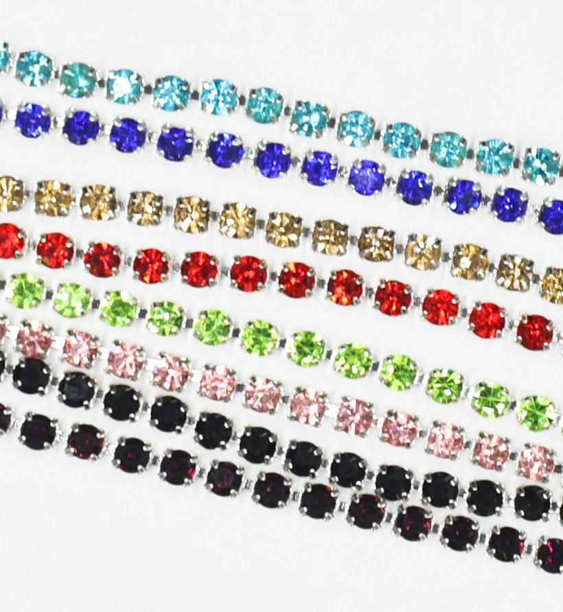 1Yard 10Yards/Roll SS6-SS18 Shiny Crystal Rhinestone Chain Sew-On Glue-On For Clothes Jewelry Apparel Accessories Trim Cup Chain