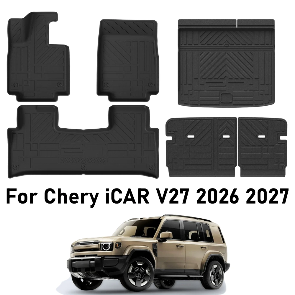 Für CHERY iCAR V27 2026 2027 TPE Fußmatten Kofferraummatte Rückenlehnenmatte Allwetter Wasserdichte Fußpolster Komplettset Kofferraumauskleidung LHD – Detail 1