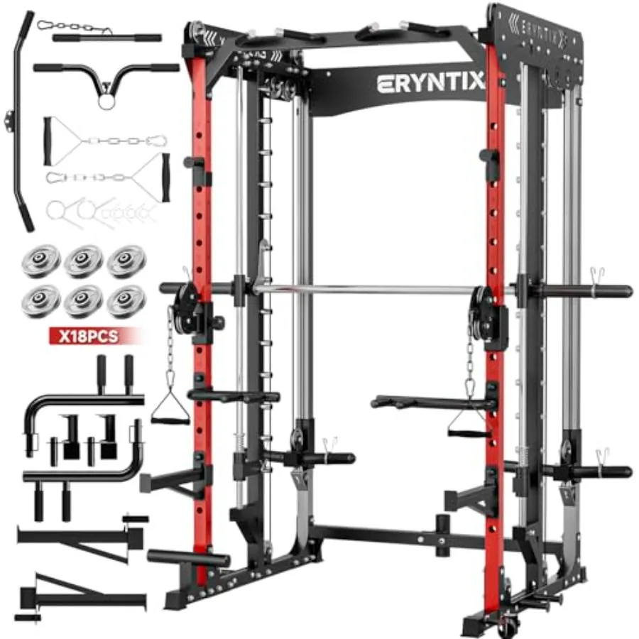 

Многофункциональный силовой тренажер Power Cage 2600LBS с кроссовером, лат-пулдауном, прессом для ног и 18 насадками для домашнего спортзала и силовых тренировок