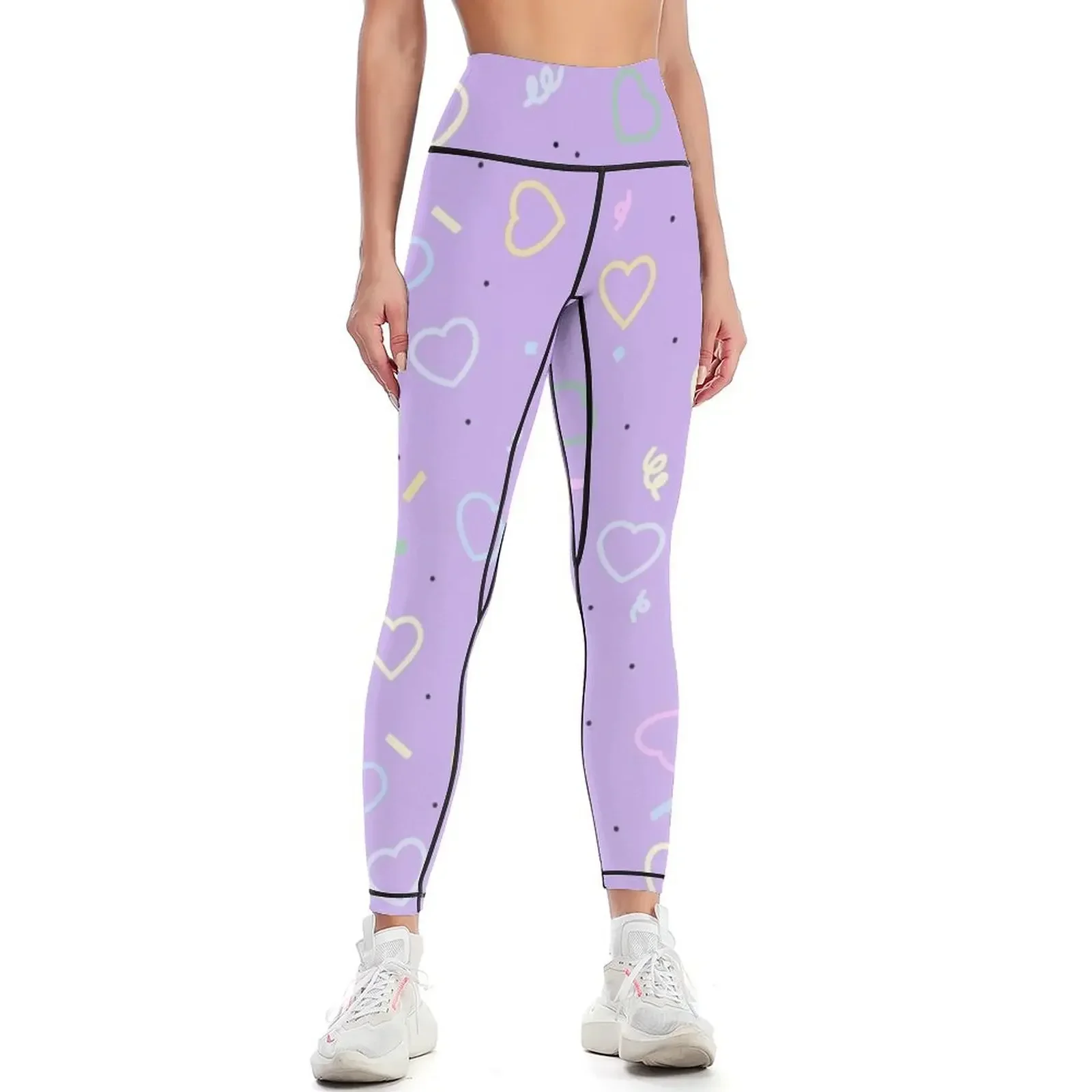 

Confetti Hearts Violet Leggings Fitness clothing flared sporty woman push up Golf wear Womens Leggings