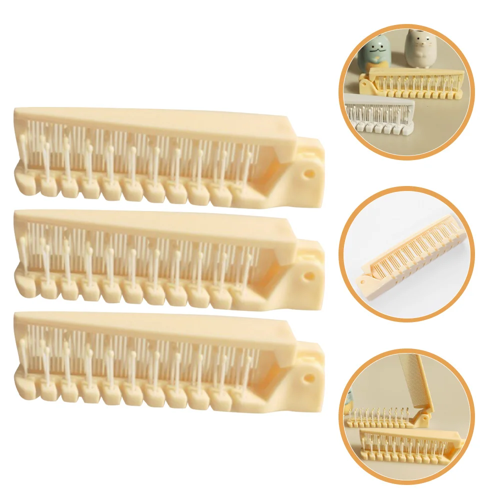 

3Pcs Folding Hair Brushes Portable Double Headed Comb for Thick Curly Straight Hair Travel Size Mini Brush Travel Brush