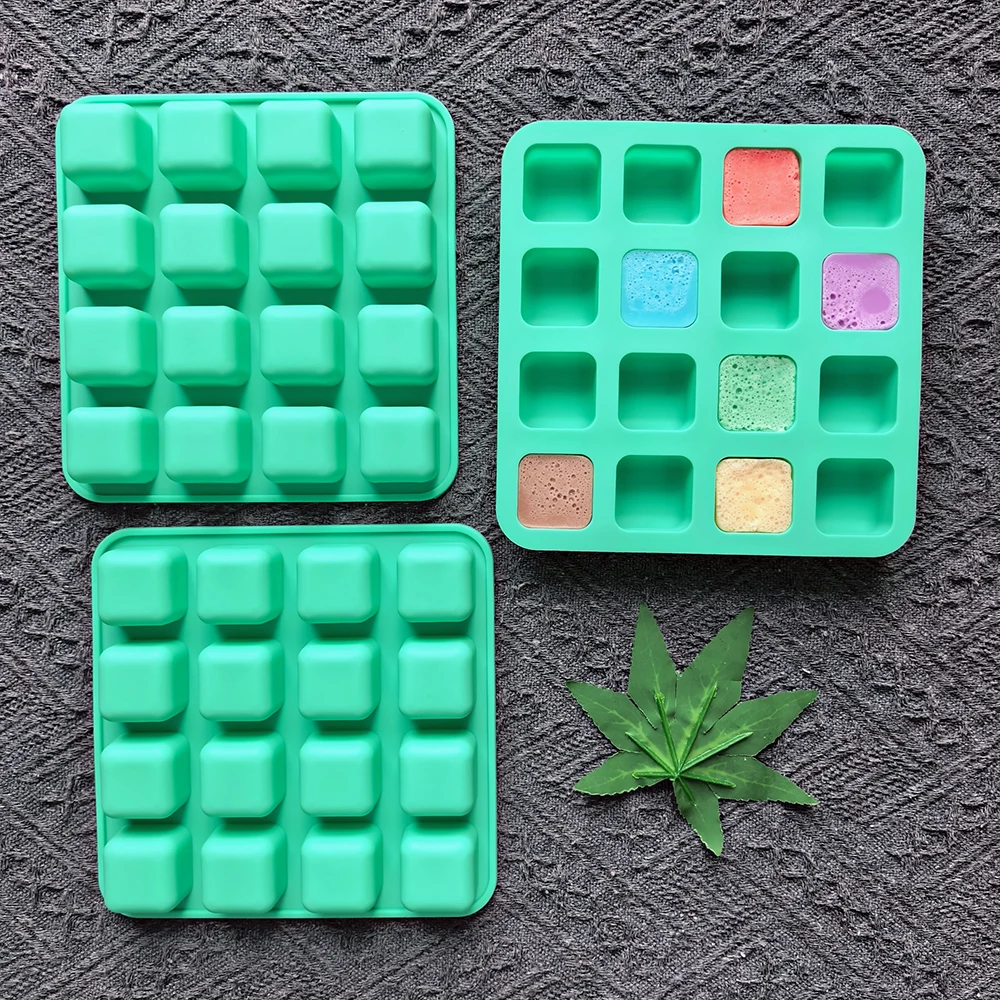 1 قطعة 16 فتحة مربعة الشكل لخبز الشوكولاتة قالب من السيليكون DIY لتزيين كعكة الشوكولاتة والحلوى #4