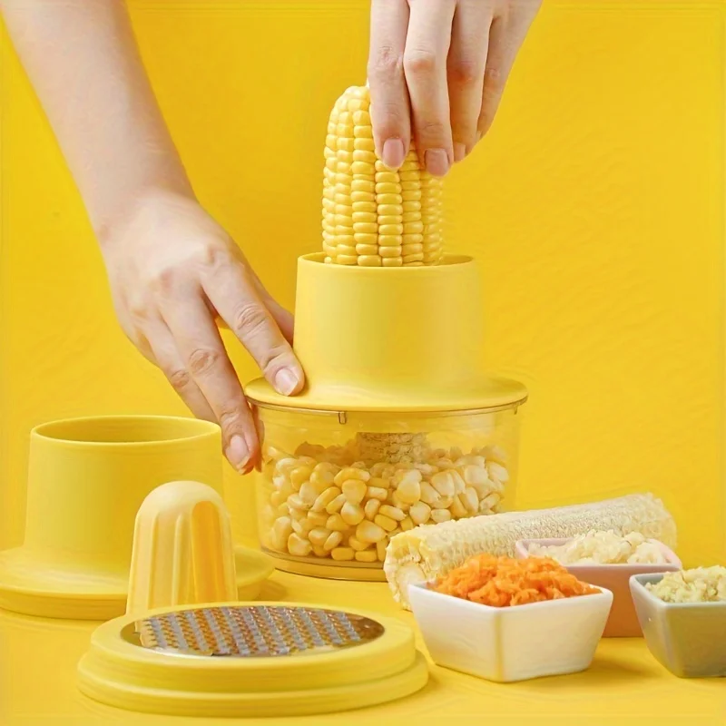 4-in-1 Stainless Steel Corn Remover Multi-Function Corn Sheller Kitchen Gadget Small Tool for Efficient Cooking