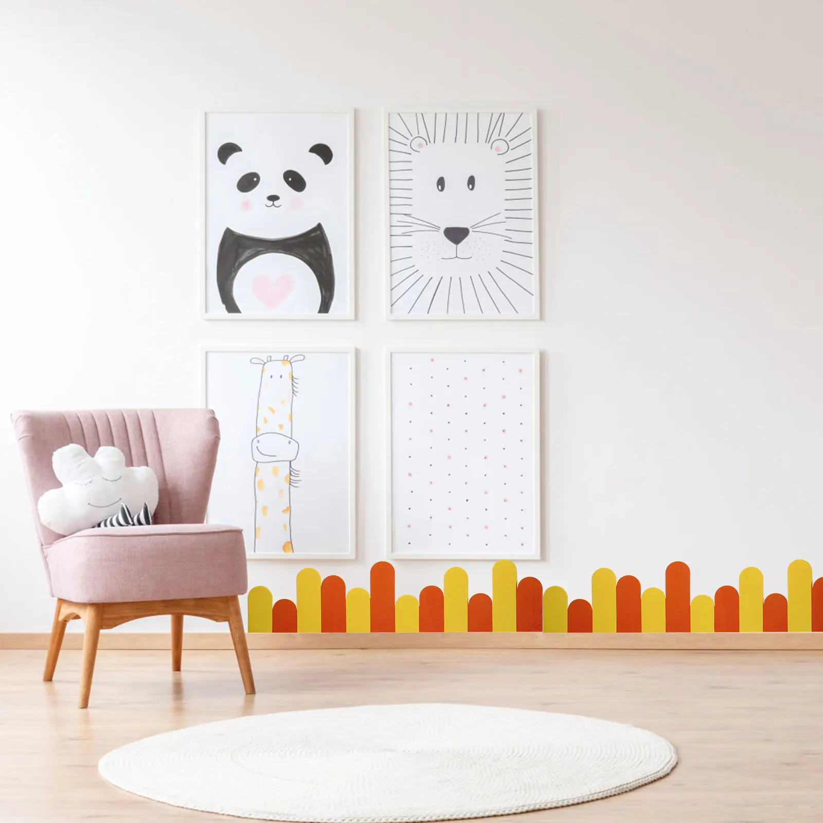 

Cartoon Frame Wall Art Non-Adhesive Kindergarten Classroom Wall Sticker Decorative Background Decal Shadow Foam Usa