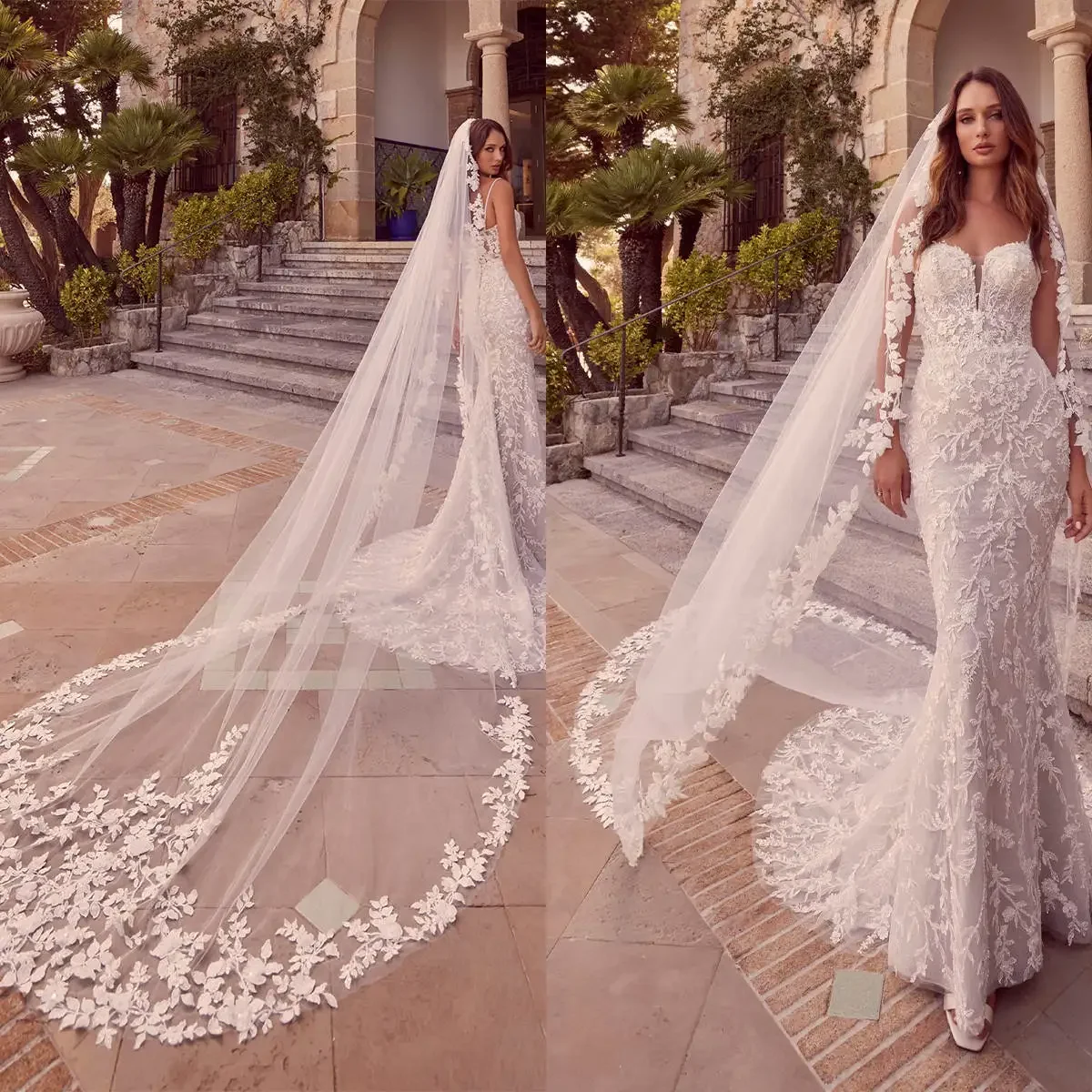 

Vintage Wedding Veils One Layer Long Cathedral Length Veils Applique Edge Velo De Cabeza For Bride Voile Superior Quality!