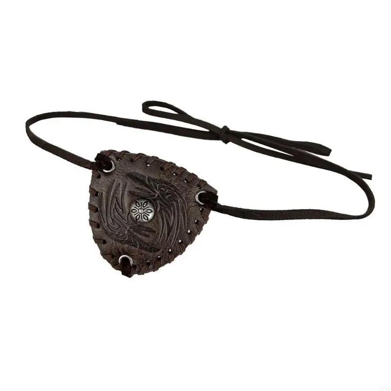 N7YF Vintage Leder Augenmaske Larp Cosplay Accessoires Piratenaugenabdeckungen für Männer