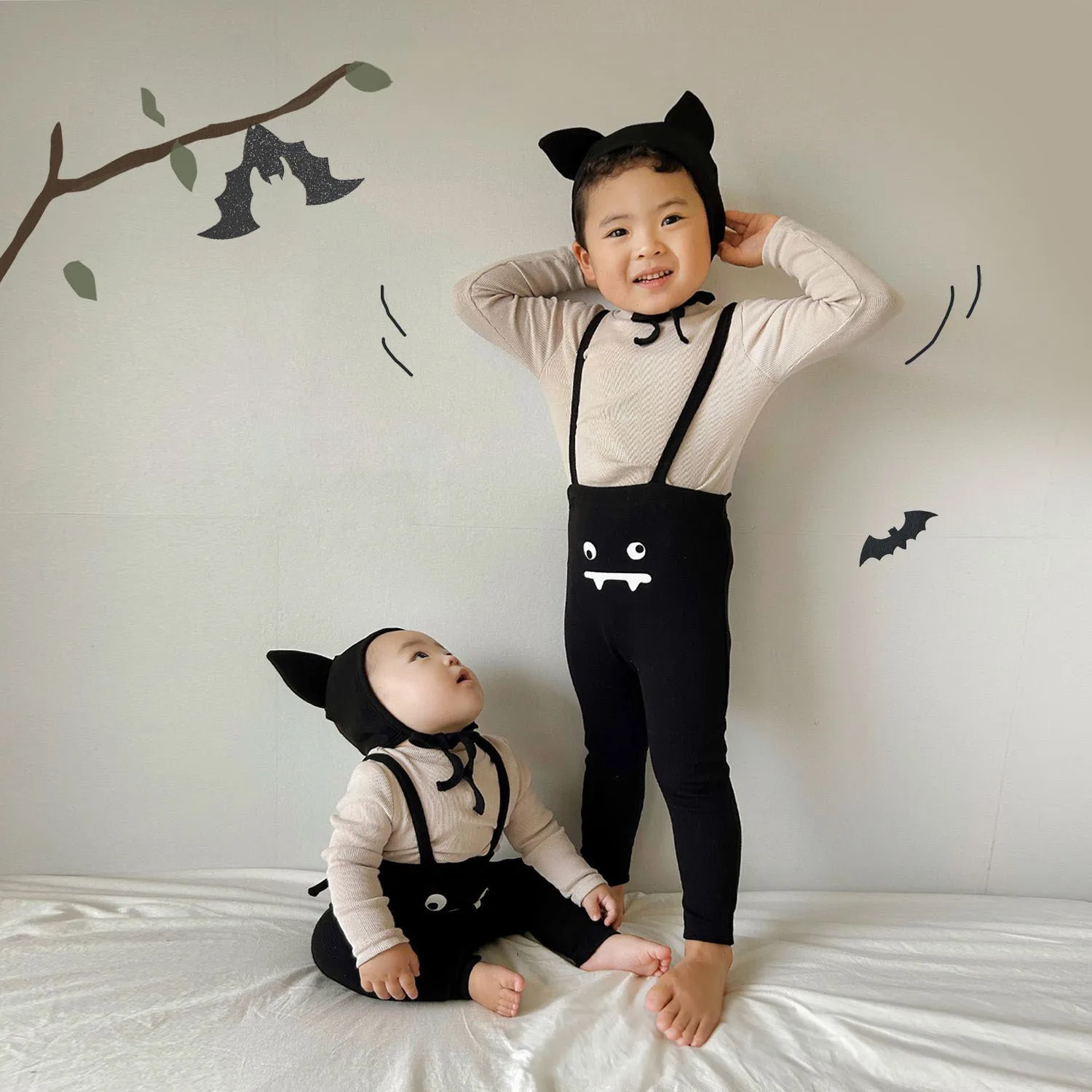 MINISO Halloween Spring New Korean Version of Children's Jumpsuit Overalls Set High Elastic Trousers 0-1 Years Cute Outfit Pants