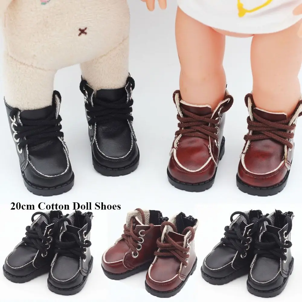 20cm Cotton Doll Leather Shoes Brown/Black College Style Fashion Boots For 1/12 Dolls Doll Gift Toys Clothes Accessories