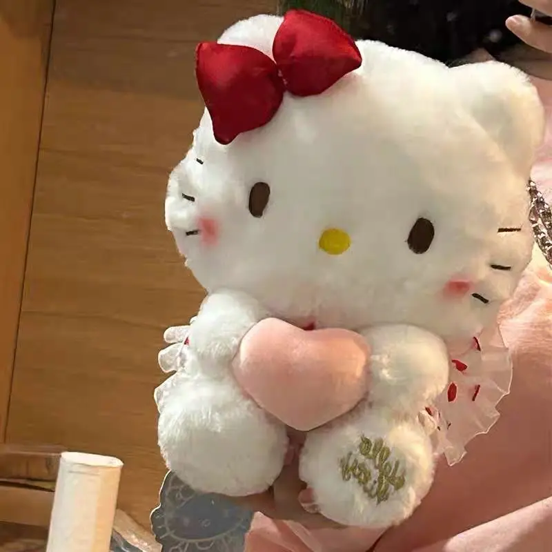 Miniso Sanrio Genuine Kitty Cat Doll Plush Doll Hello Kitty Cute Doll Room Decoration Ornament Birthday Gift For Girlfriends