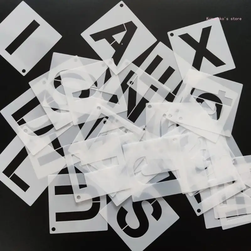 36 ชิ้นจำนวนจดหมายภาพวาดStencilsตัวอักษรและหมายเลขแม่แบบStencilsสำหรับภาพวาดDIY Art Project