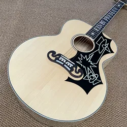 43 Inches Solid Spruce Jumbo Flame Maple Body Acoustic Guitar Ebony Fingerboard Electric Acoustic Guitar