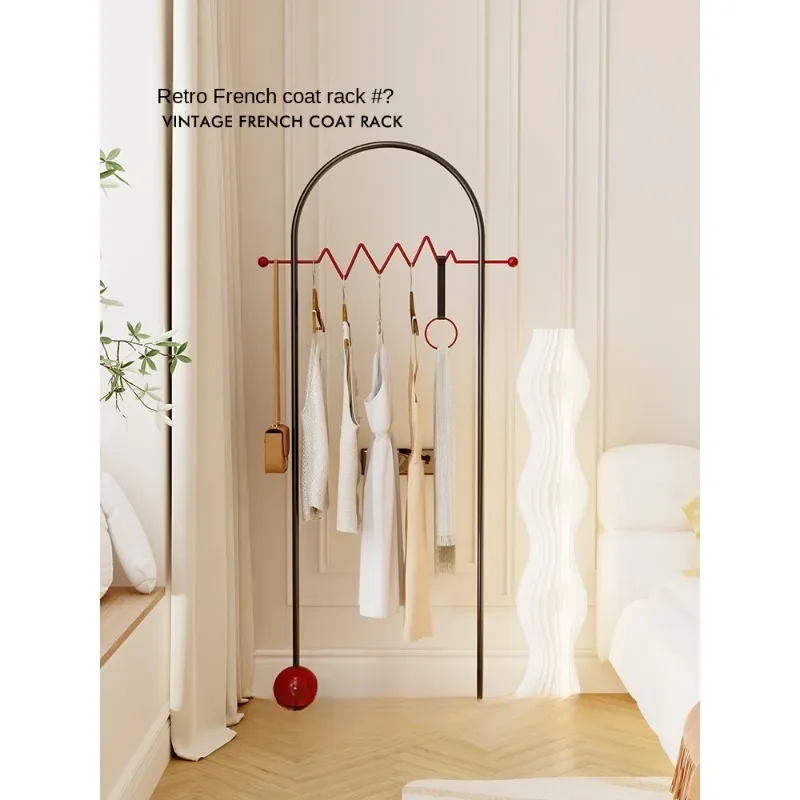 2023 French Retro Floor to Ceiling Coat Rack Cream Style Bedroom Home Creative Clothes Hanger for Organizing