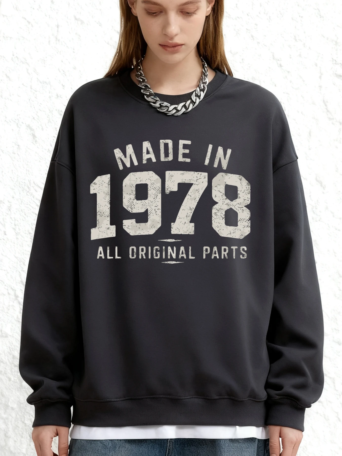 

Сделано в 1978 году, все оригинальные детали, уличная одежда, женская толстовка большого размера в стиле хип-хоп, спортивные пуловеры с круглым вырезом, классическая одежда