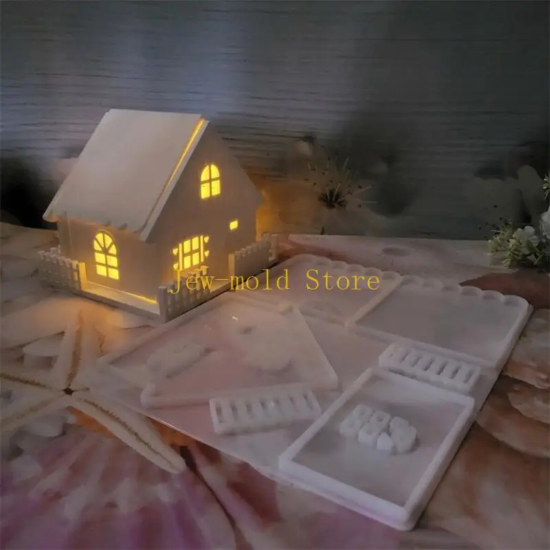 

C71B набор из 2 силиконовых форм для украшения дома, универсальные силиконовые формы для создания зимнего дома и забора своими