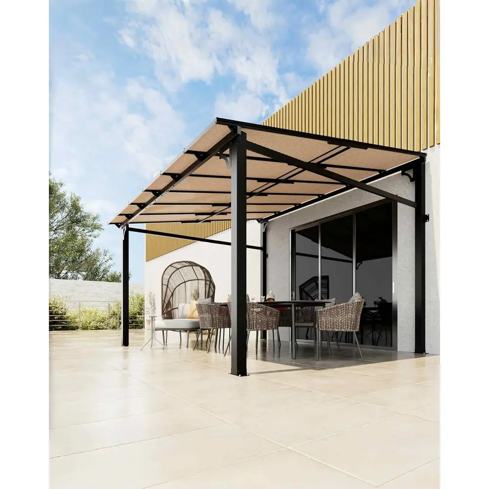 

10 t x 10 t Lean to Gazebo, Hardtop Wall Pergola with Polyte Roo, e Mounted Gazebo or Lawn Patio Deck Yard and Party