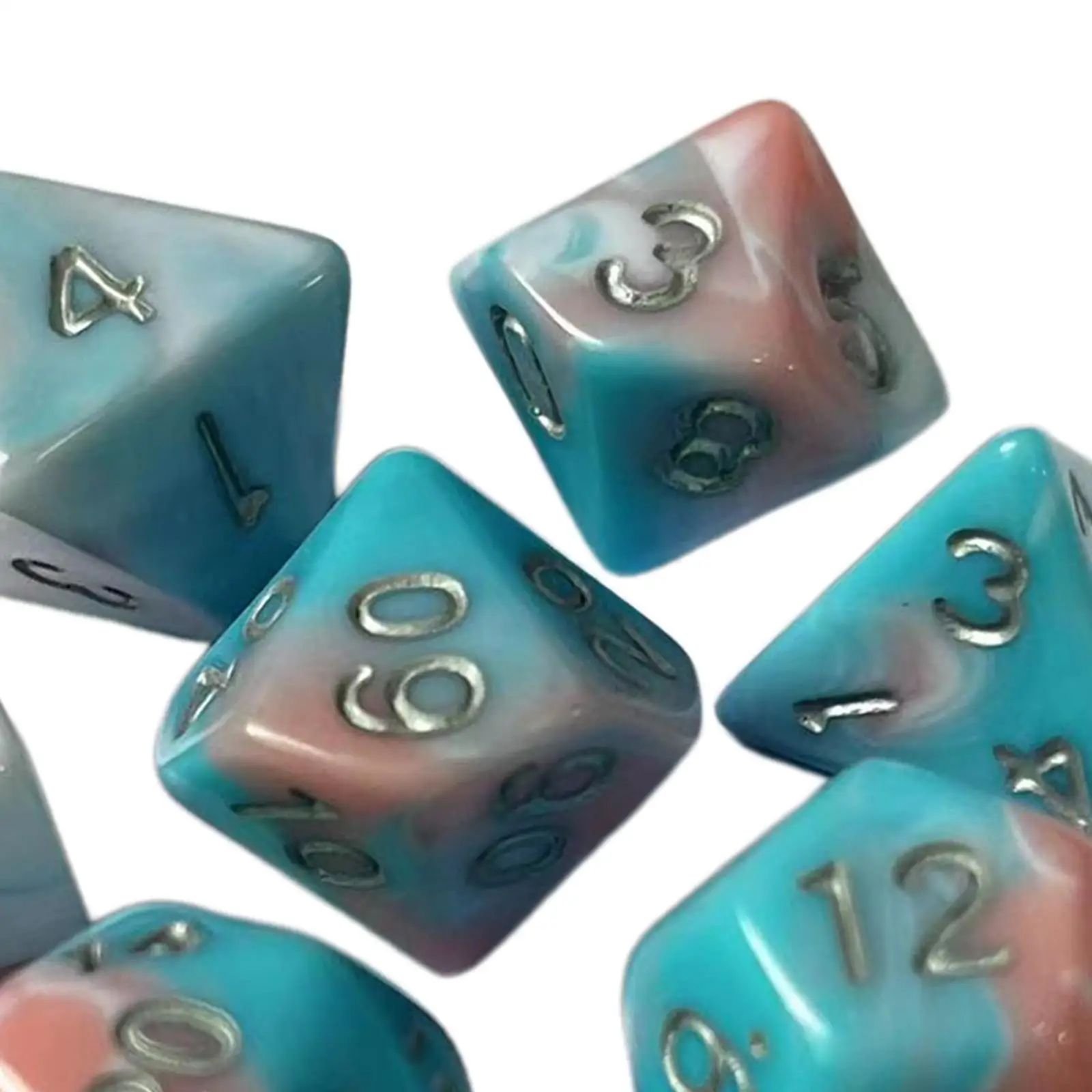 7Pcs Four Colors Dice Polyhedral Dices, Table Games Multisided Dice for Party Supplies