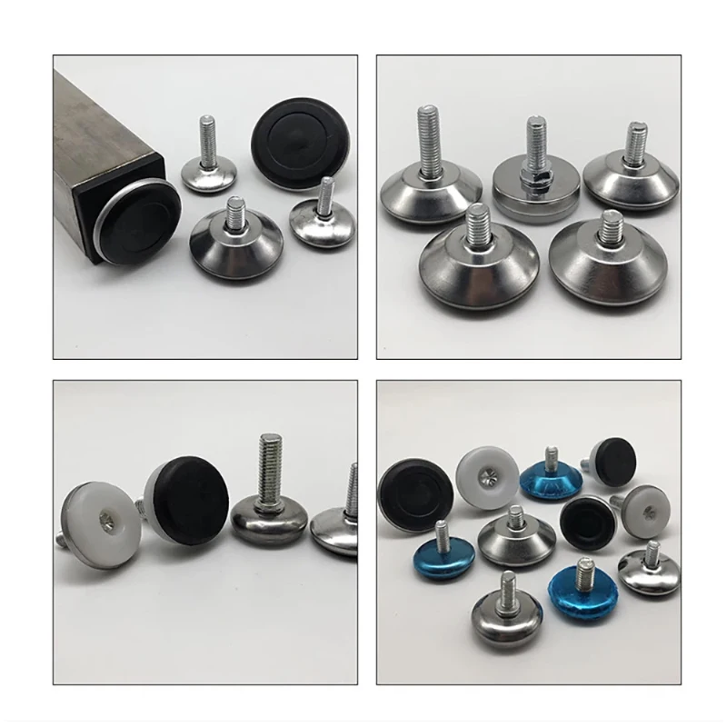 Adjustable Leveling Feet, Stainless Steel M8/M6 Thread, for Furniture Table Leg Height Riser Leveler Pads, Non-Slip Heavy Duty