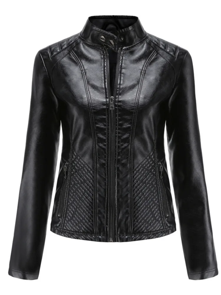 

New In Autumn Winter Thin Luxury Faux Leather Jackets For Women 2023 Fashion Motorcycle Biker Jacket Coats Female Casual Outwear