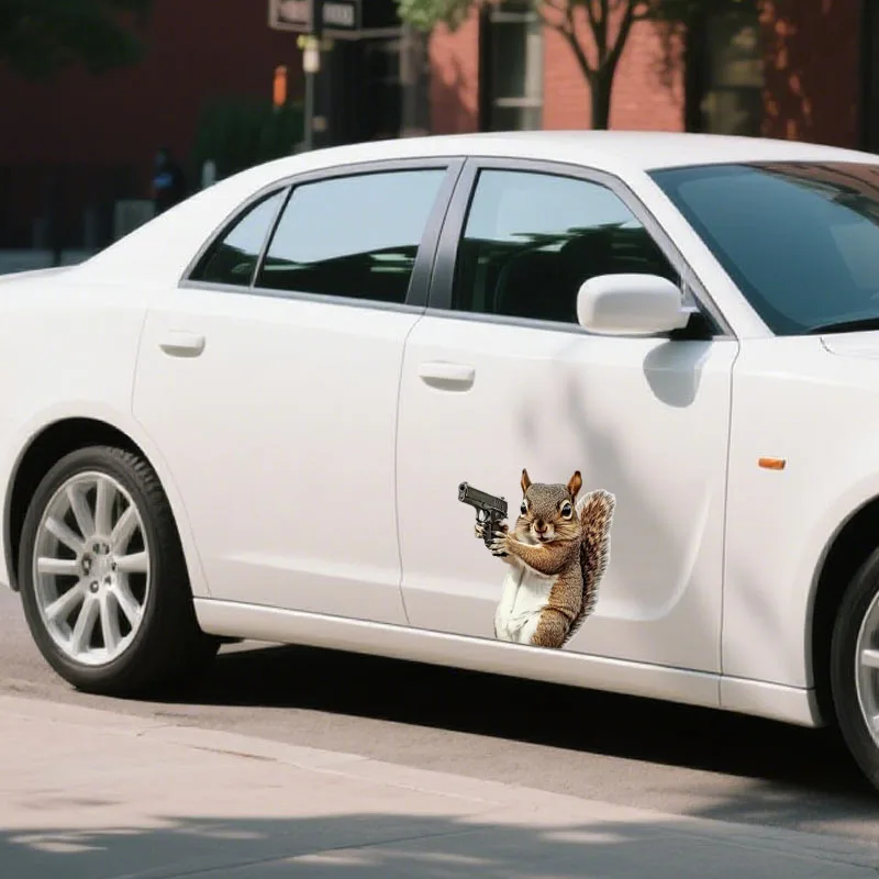 

Squirrel with Gun Car Sticker Vinyl Sticker Waterproof Rear Window Camping Car Bumper Truck Window Decoration Accessories