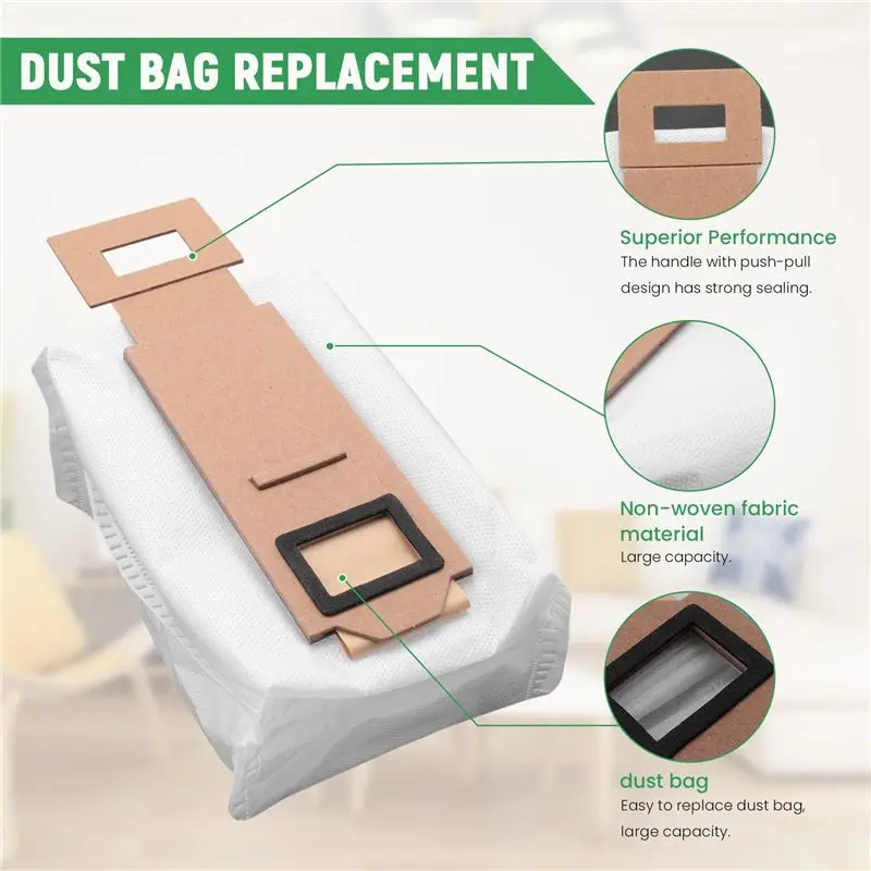 VOFUN-10 Pack Vacuum Bag For Roborock S7 Dust Bag Replacement Compatible For Roborock S7 T7S T7S Plus Vacuum Cleaner