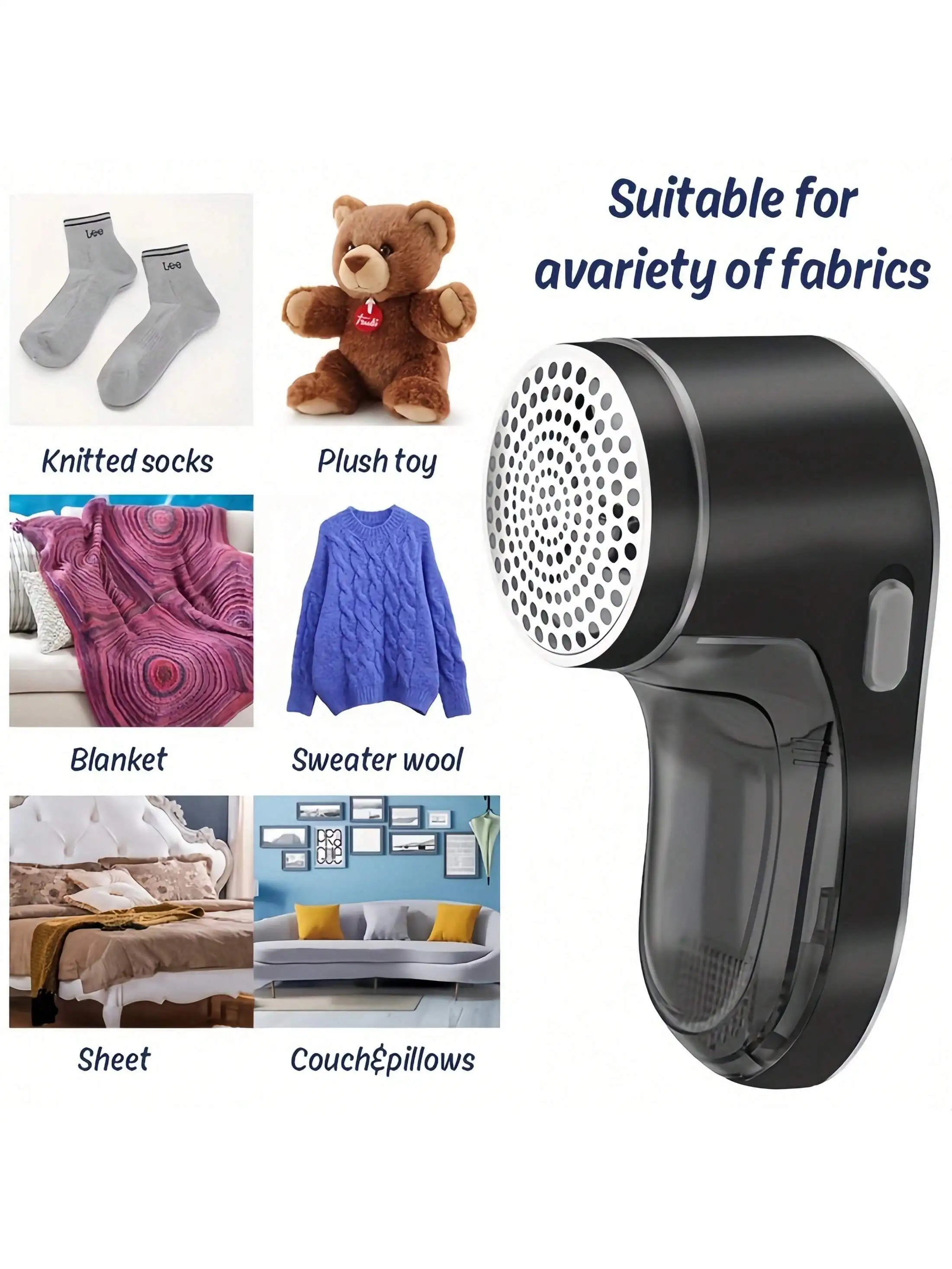 Sweater Fabric Shaver,  Lint Remover, Rechargeable Sweater Shaver With Stainless Steel 3-Leaf Blades, Safety Protection Switch,