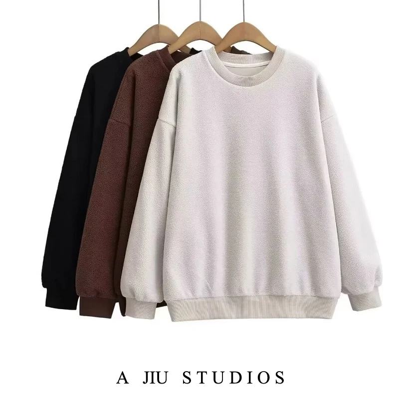 Suéter David de gola redonda para outono/inverno, estilo casual e despojado, jaqueta com capuz de pelúcia, quente, f, ...