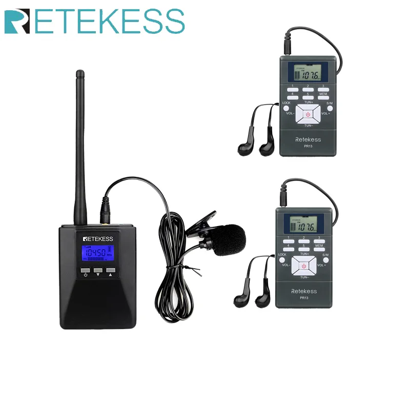 

Retekess Wireless Tour Guide System TR506 FM transmitter Portable FM Receiver 2 PC PR13 For Tour Church Training Support TF Card