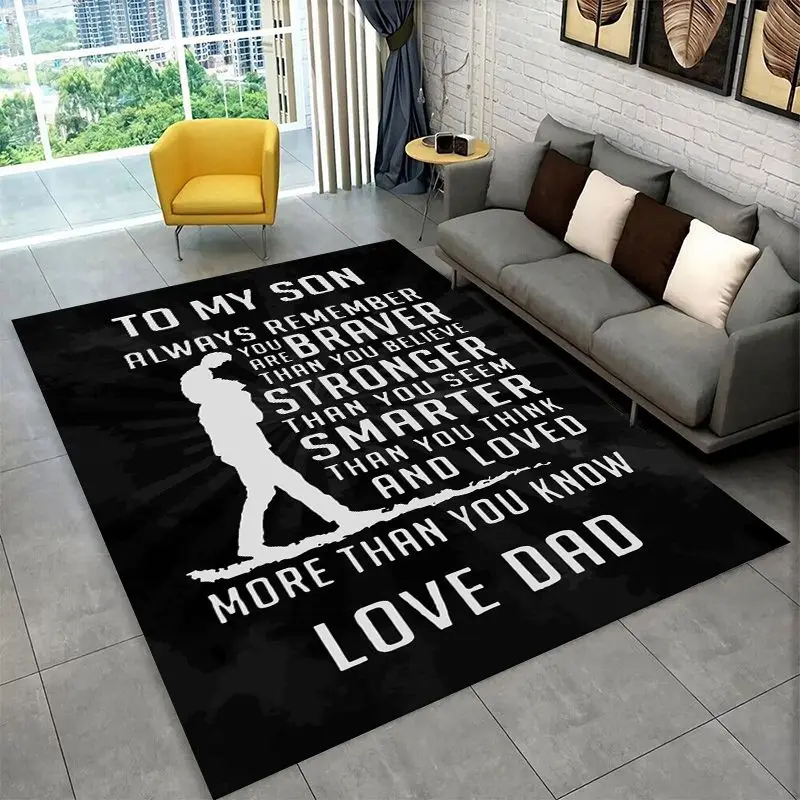Gift Thanks To My Son Letter Present Large Area Rug Non-slip Carpet for Bedroom Living Room Sofa Doormat Home Decor Floor Mat