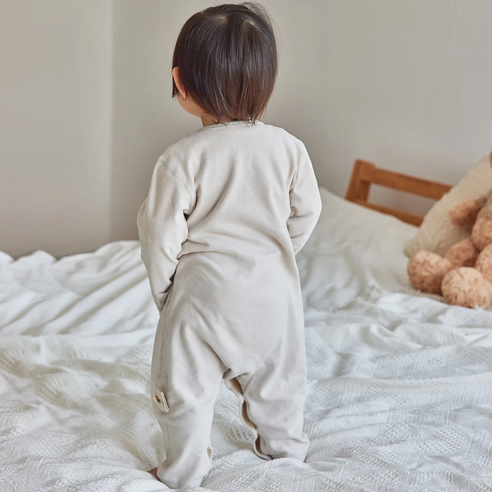 Baby Pajamas 100% Cotton Soft Baby Sleepwear Autumn Winter Warm Newborn Baby Clothing Baby Jump Suit Beige 3-9 Months