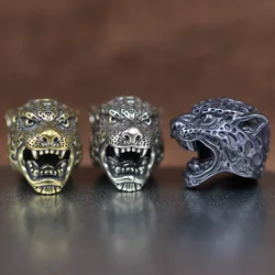 Leopard Head Sculpture Brass Knife Beads Outdoor EDC Umbrella Rope Pendants DIY Paracord Bracelets Accessories Lanyard Hangings