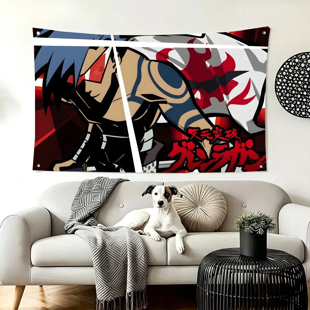 Japanese Anime T-Tengen Toppa Gurren Lagann Flags  For Living Room Home Dorm Decor Wall Outdoor Camping Party Banner Gifts
