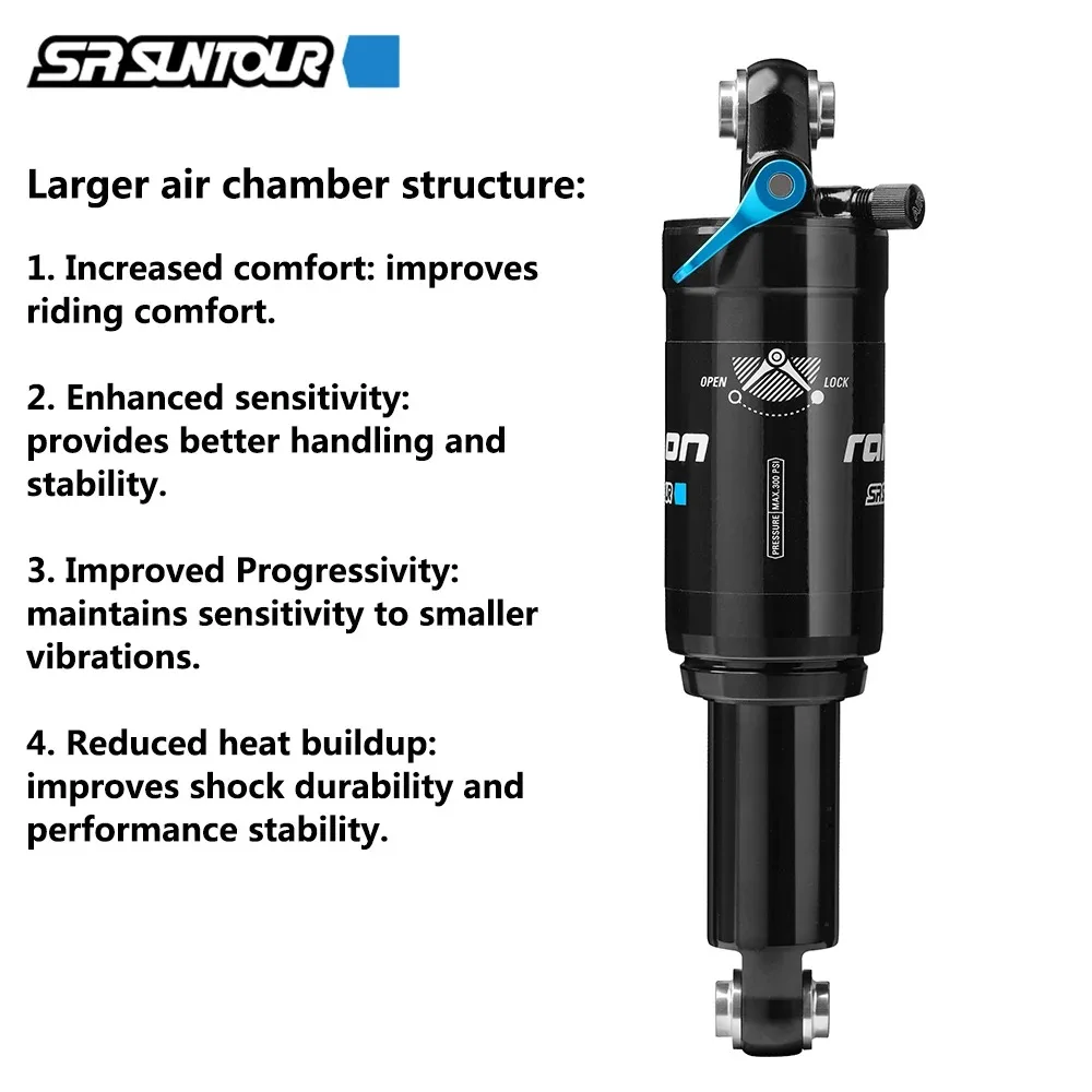 SR SUNTOUR 2025 New MTB Bicycle Air Rear Shock Absorber 152/165