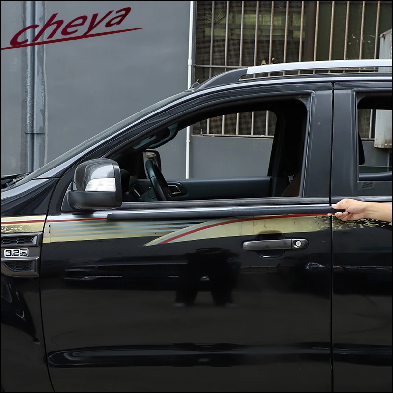 

For Ford Ranger Wildtrak 2013-2021 Outer Windows Rubber Weatherstrip Doors Glass Windows Weather Strip Replacement 4 Pcs