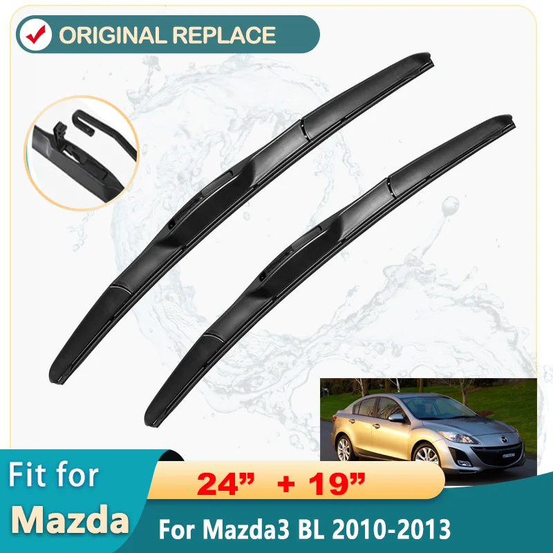 For Mazda 3 Mazda3 BL 2010 2011 2012 2013 MK2 Accessories Car Front Windscreen Wiper Blades Brushes Cutter U Type J Hook