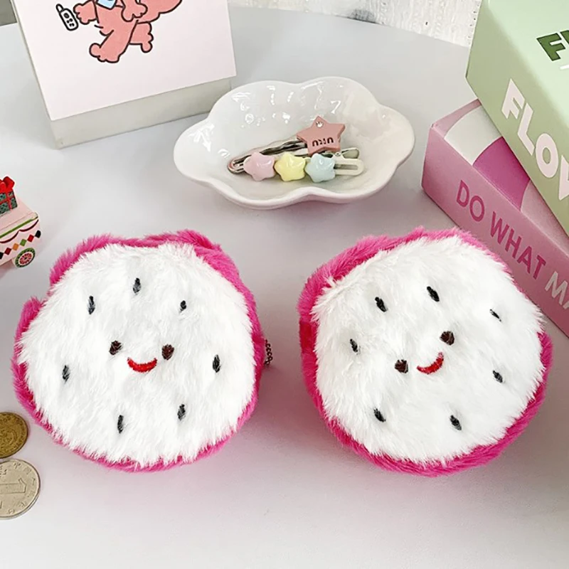 11cm Kawaii Cartoon Mini Apple Plush Zero Wallet Cute Red Apple Fruit Coin Purse Kids Wallet Headphone Key Storage Bag Girl Gift