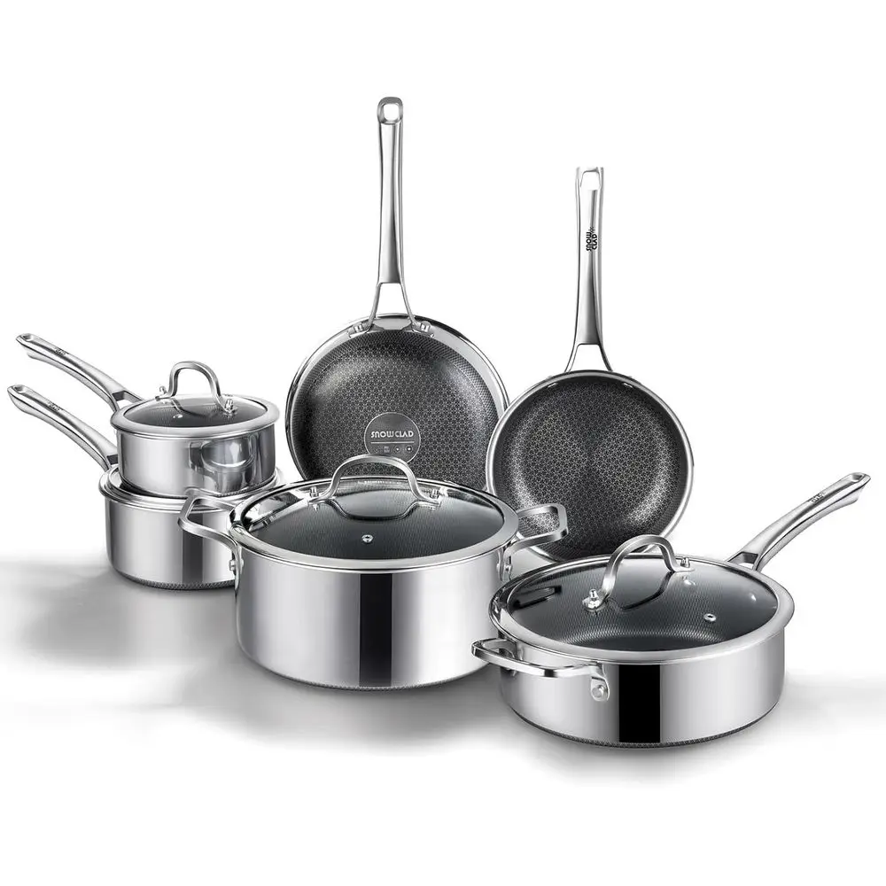 

10-Piece Nonstick Hybrid Cookware Set with Stainless Steel Skillets, Oven and Dishwasher Safe