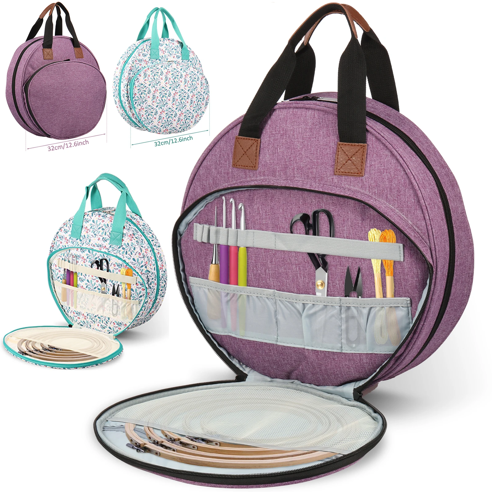 Embroidery Kit Organizer Bag Multi-Layer Oxford Craft Storage for Cross Stitch Threads Sewing Accessories Hoops Needlework Tools