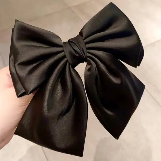 Elegant Bow Ribbon Hair Clip Women Fashion Solid Bowknot Satin Hairpin Barrettes Girls Ponytail Clip Hair Accessories