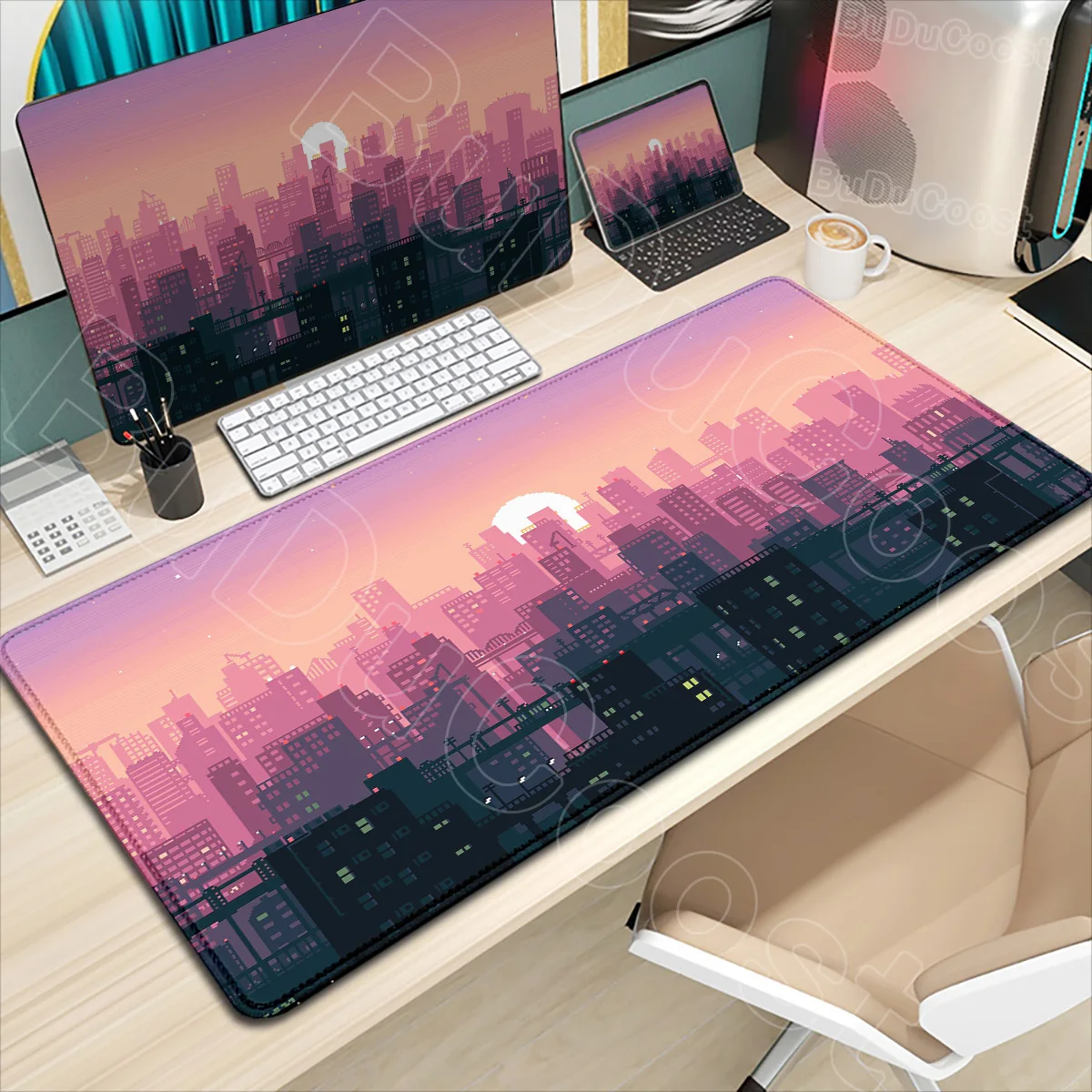 

Neon City Large Gaming Mousepad XXL Non-Slip Rubber Desk Mat Game HD Printing Aesthetics Pixel City Mouse Pad Anime Keyboard Pad