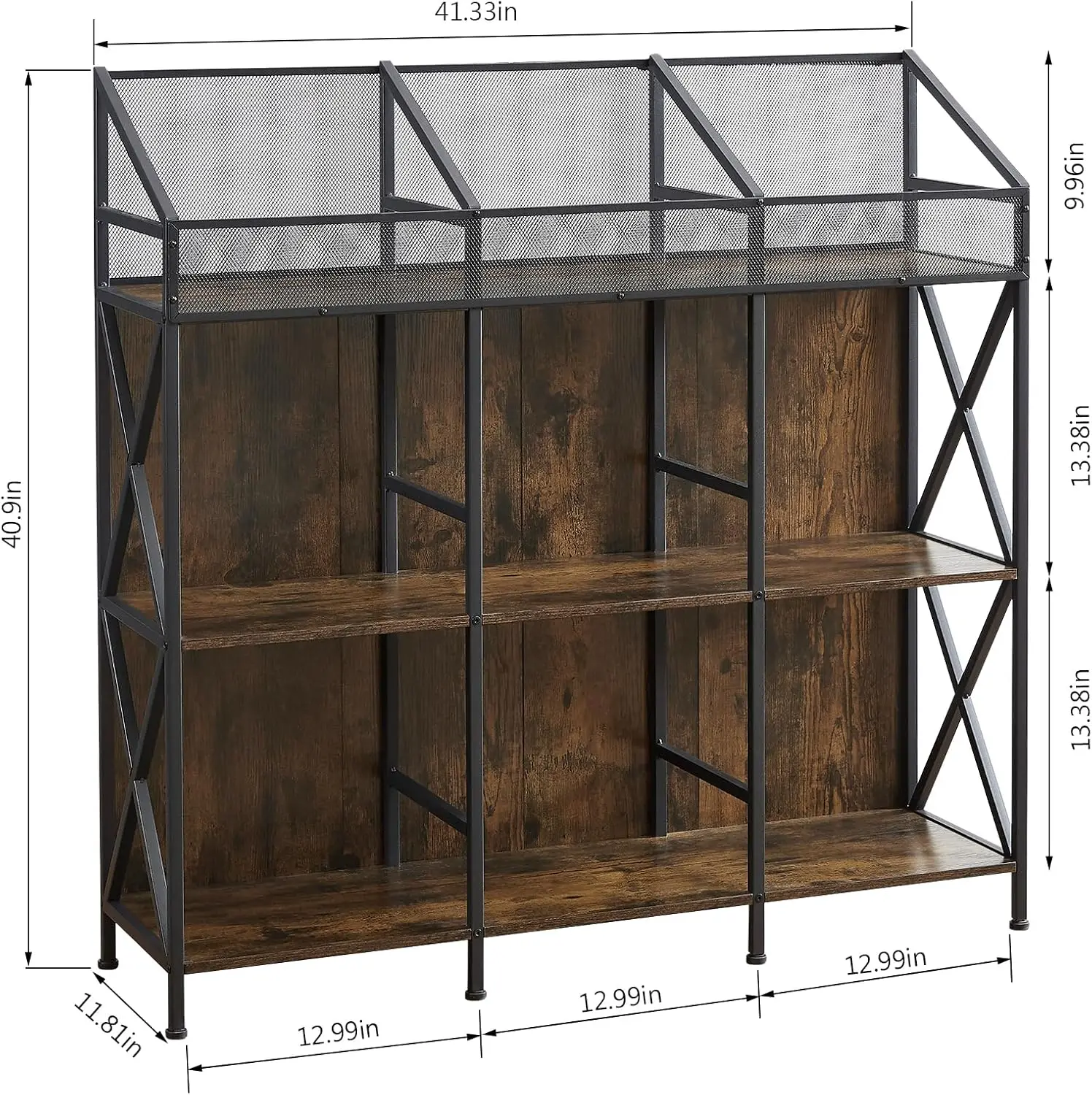 9 Vinyl Record Storage Holder Rack， Wooden Record Display Table for Magazines Files Albums Books for Living Room Bedroom Patent