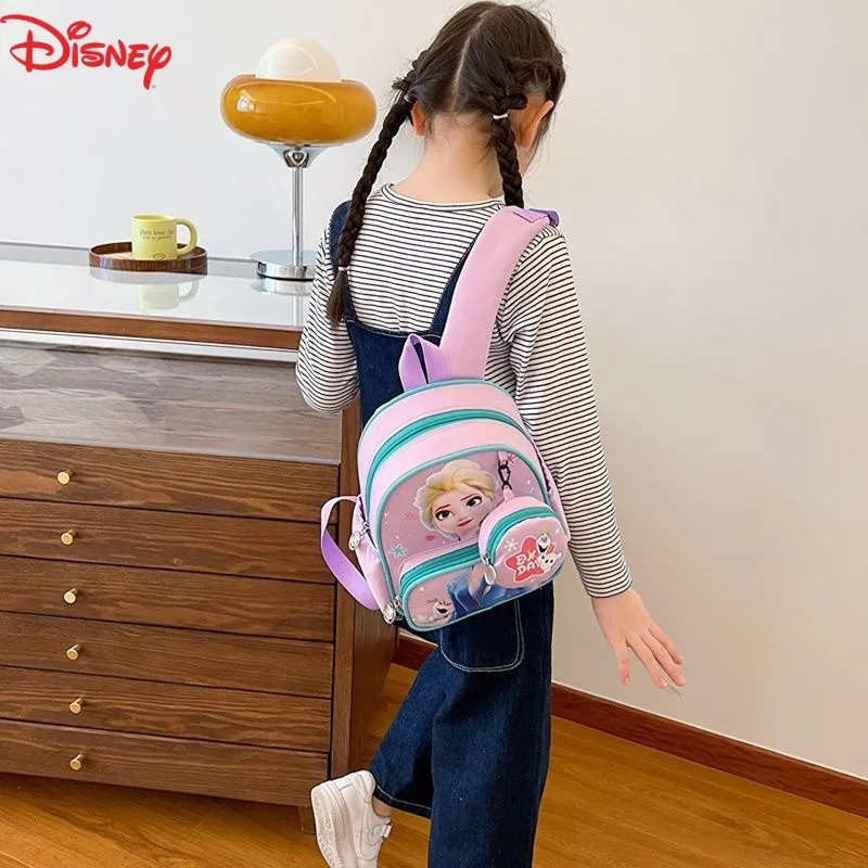 

Милые аксессуары с героями мультфильмов Диснея, рюкзак для девочек Эльзы, модная, персонализированная, трендовая портативная сумка для хранения книг для прогулок.