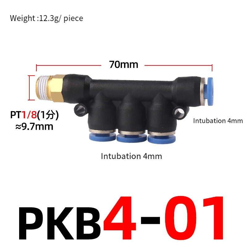 PK4 PK6 PK8 PK10 PK12mm- 01/02/03 Pneumatic 5-Way Connector Quick Fitting Push In Fit For Air Water Tube