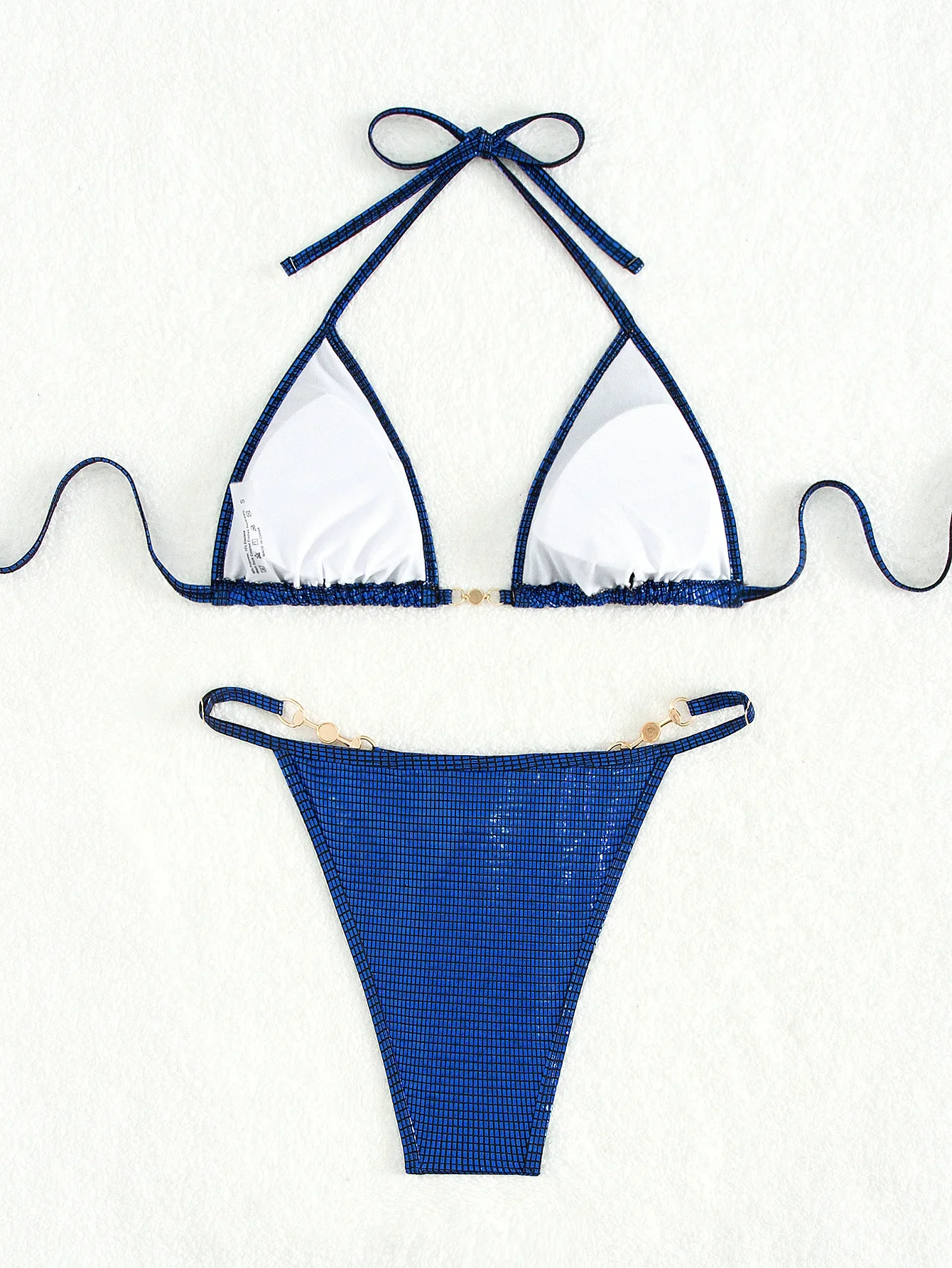 Shiny Blue Bikini Set 2025 Women Sexy Sequin Push Up Bra Pearl Design Swimsuit Beach Bathing Suit Bandage Micro Swimwear Biquini