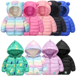 1pcs Winter Boys Girls Coat Baby Light And Thin Down Jacket Kid Warm Thicken Outerwear Clothe Hooded Jacket Cotton-padded Coats